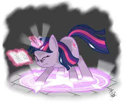 Size: 3200x2613 | Tagged: safe, artist:phoenixswift, derpibooru import, twilight sparkle, pony, unicorn, book, eyes closed, female, high res, magic, magic circle, mare, simple background, solo, transparent background