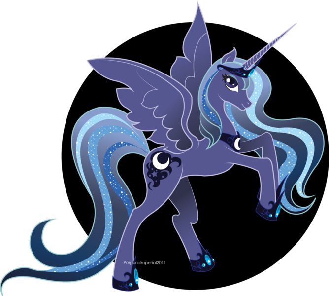 Size: 2539x2282 | Tagged: safe, artist:ladyamaltea, derpibooru import, princess luna, alicorn, pony, abstract background, alternate cutie mark, female, high res, mare, older, rearing, simple background, solo, transparent background, ultimate luna