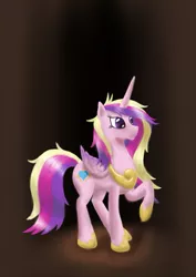 Size: 723x1023 | Tagged: safe, artist:steamroller988, derpibooru import, princess cadance, alicorn, pony, female, mare, messy mane, raised hoof, solo