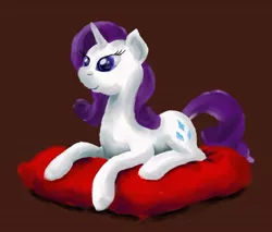 Size: 596x507 | Tagged: safe, artist:steamroller988, derpibooru import, rarity, pony, unicorn, female, happy, mare, pillow, prone, simple background, solo