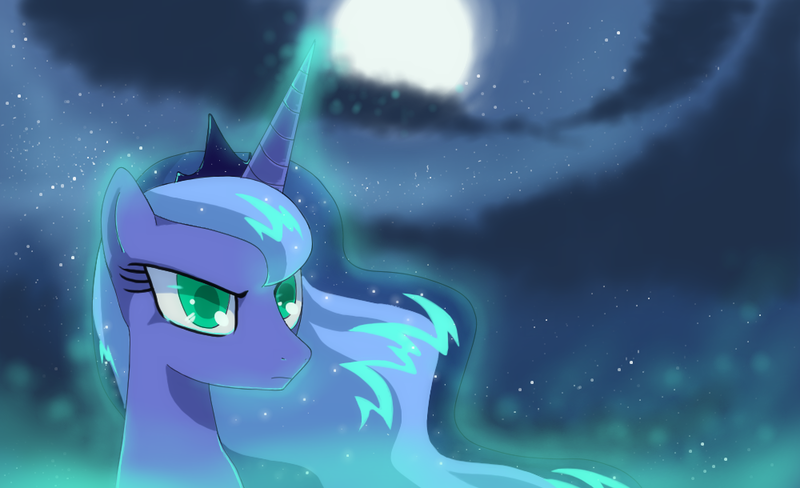 Size: 1000x610 | Tagged: safe, artist:loyaldis, derpibooru import, princess luna, alicorn, pony, angry, bust, female, frown, horn, jewelry, mare, moon, portrait, princess, regalia, solo, tiara