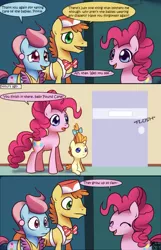 Size: 800x1239 | Tagged: safe, artist:solar-slash, derpibooru import, carrot cake, cup cake, pinkie pie, pound cake, pumpkin cake, earth pony, pegasus, pony, unicorn, baby cakes, carrot cup, comic, female, male, mare, photoshop, potty training, shipping, smiling, stallion, straight, toilet