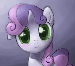 Size: 1370x1200 | Tagged: safe, artist:bluedrg19, derpibooru import, sweetie belle, pony, unicorn, blushing, c:, cute, diasweetes, female, filly, floppy ears, gradient background, happy, looking at you, smiling, solo