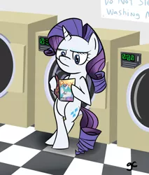 Size: 836x981 | Tagged: safe, artist:grilledcat, derpibooru import, princess celestia, rarity, pony, unicorn, bipedal, bipedal leaning, female, laundromat, leaning, magazine, mare, people magazine, reading, solo, washing machine