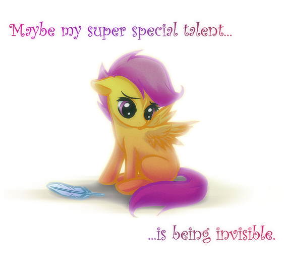 Size: 563x525 | Tagged: safe, artist:rizcifra, derpibooru import, scootaloo, pegasus, pony, feather, female, filly, floppy ears, looking down, oh it is sad day, sad, scootalone, scootaloo can't fly, simple background, sitting, solo, spread wings