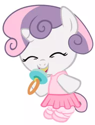 Size: 2600x3400 | Tagged: safe, artist:beavernator, derpibooru import, sweetie belle, pony, unicorn, baby, baby belle, baby pony, clothes, cute, dress, foal, high res, pacifier, simple background, solo, tutu, white background