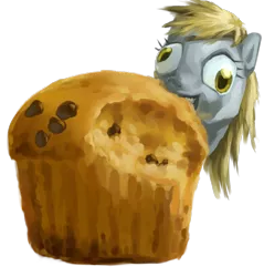 Size: 1452x1518 | Tagged: safe, artist:stupjam, derpibooru import, derpy hooves, pegasus, pony, faic, female, giant muffin, mare, muffin, simple background, solo, that pony sure does love muffins, transparent background
