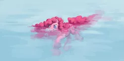 Size: 1125x560 | Tagged: safe, artist:noel, derpibooru import, pinkie pie, earth pony, pony, female, lake, mare, solo, swimming, water, wet mane, wip