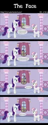 Size: 1672x4350 | Tagged: safe, artist:j-z-a, derpibooru import, rarity, sweetie belle, pony, unicorn, absurd resolution, carousel boutique, cereal velocity, comic, duckface, female, filly, hnnng, male, mare, stallion, teaching