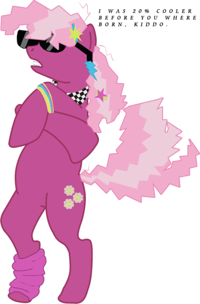 Size: 475x720 | Tagged: safe, artist:digitalexmachina, derpibooru import, cheerilee, earth pony, pony, /mlp/, 20% cooler, 80s, 80s cheerilee, bipedal, crossed hooves, female, mare, pose, radicalness, simple background, solo, sunglasses, transparent background