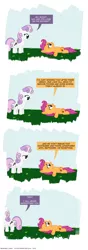 Size: 2000x5700 | Tagged: safe, artist:dtcx97, derpibooru import, scootaloo, sweetie belle, pegasus, pony, unicorn, absurd resolution, comic, cutie mark, female, filly, foal, hooves, horn, lying down, on back, open mouth, post-crusade, standing, wings