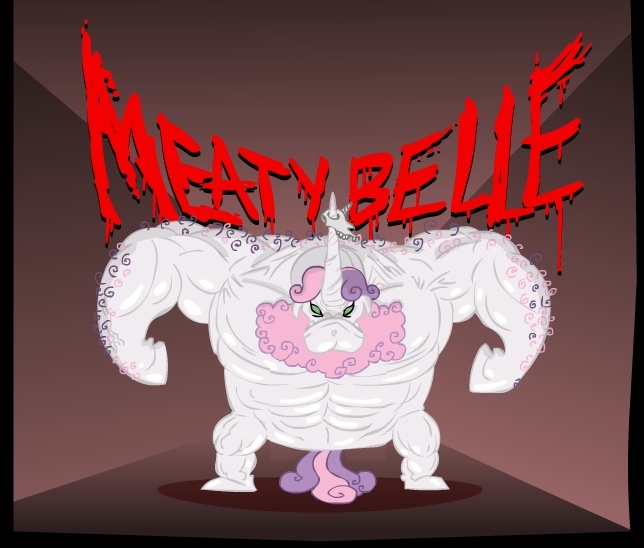 Size: 644x548 | Tagged: artist:brutamod, ax brutaloo, beard, cropped, derpibooru import, meaty belle, muscles, safe, solo, sweetie barbell, sweetie belle