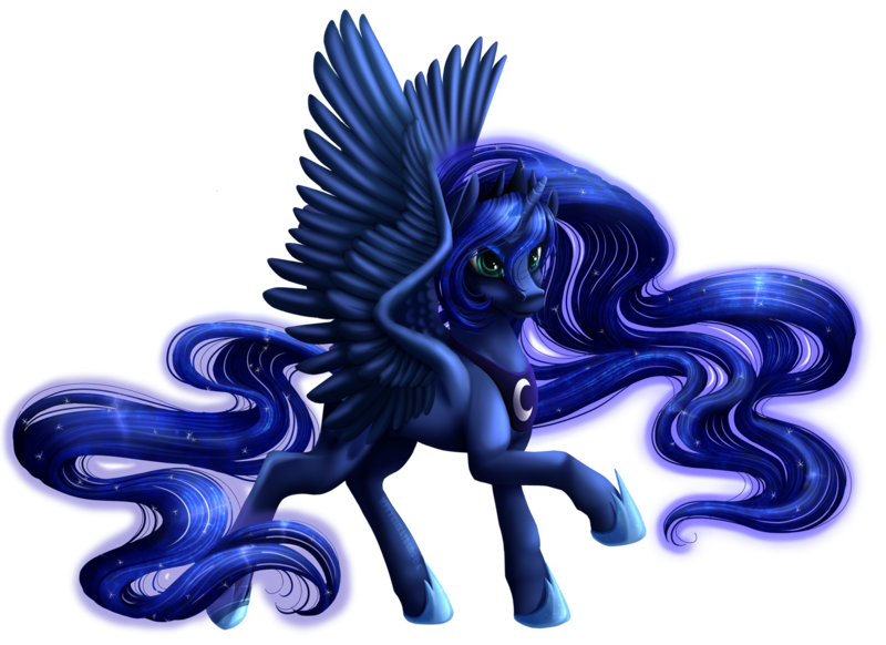 Size: 1500x1091 | Tagged: safe, artist:kittehkatbar, derpibooru import, princess luna, alicorn, pony, female, looking at you, mare, princess, raised hoof, simple background, solo, spread wings, transparent background