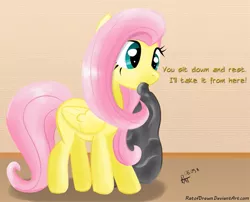 Size: 667x540 | Tagged: safe, artist:ratofdrawn, derpibooru import, fluttershy, pegasus, pony, cute, female, mare, mouth hold, shyabetes, solo, trash
