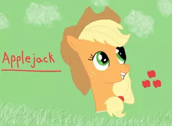 Size: 900x659 | Tagged: safe, artist:nixoney, derpibooru import, applejack, earth pony, pony, apple, bust, female, mare, portrait, solo