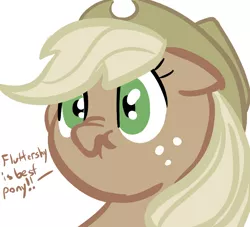 Size: 900x818 | Tagged: safe, artist:tess, derpibooru import, applejack, earth pony, pony, best pony, discorded, female, liar face, liarjack, mare, scrunchy face, simple background, solo, white background