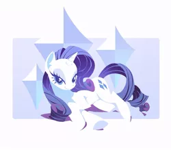 Size: 1000x875 | Tagged: safe, artist:yoh yoshinari, derpibooru import, rarity, pony, unicorn, abstract background, bedroom eyes, female, lineless, looking at you, mare, side, smiling, solo