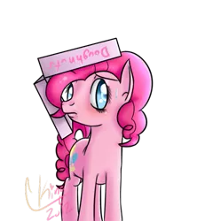 Size: 463x521 | Tagged: safe, artist:pinkie321pie, derpibooru import, pinkie pie, earth pony, pony, box, female, looking at you, mare, simple background, solo, transparent background