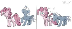 Size: 1417x566 | Tagged: safe, artist:thejayowl, derpibooru import, pinkie pie, pokey pierce, earth pony, pony, unicorn, balloon, balloon popping, female, male, mare, pokeypie, shipping, stallion, straight