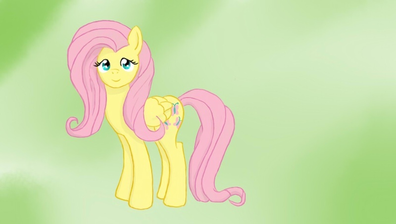 Size: 848x480 | Tagged: safe, artist:ch33zus, derpibooru import, fluttershy, pegasus, pony, female, gradient background, looking at you, mare, paint tool sai, solo