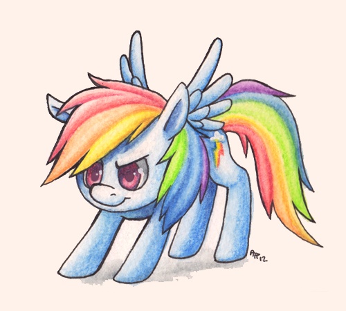 Size: 500x450 | Tagged: safe, artist:atomicray, derpibooru import, rainbow dash, pegasus, pony, cute, dashabetes, female, filly, filly rainbow dash, foal, photoshop, smiling, solo, spread wings, traditional art, wings