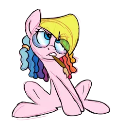 Size: 656x692 | Tagged: safe, artist:rannva, derpibooru import, toola roola, earth pony, pony, alternate hairstyle, dreadlocks, female, g3.5, g3.5 to g4, generation leap, glasses, mare, mouth hold, paintbrush, simple background, solo, toola roola will be painting away, transparent background