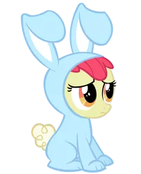 Size: 4442x5469 | Tagged: dead source, safe, artist:fluffywuffs, derpibooru import, apple bloom, earth pony, pony, rabbit, family appreciation day, absurd resolution, adobe imageready, adorabloom, bunny bloom, bunny costume, clothes, cute, daaaaaaaaaaaw, female, filly, simple background, sitting, solo, transparent background