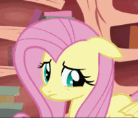 Size: 200x171 | Tagged: safe, derpibooru import, screencap, fluttershy, pegasus, pony, bridle gossip, animated, awkward, cropped, cute, embarrassed, female, floppy ears, gif, library, mare, puppy dog eyes, shyabetes, solo