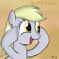 Size: 894x894 | Tagged: safe, artist:freefraq, derpibooru import, derpy hooves, pegasus, pony, female, food, mare, muffin, simple background, solo