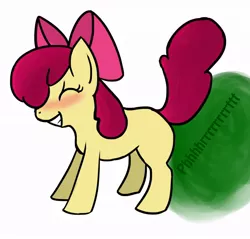 Size: 950x908 | Tagged: artist needed, safe, derpibooru import, apple bloom, earth pony, pony, blushing, eyes closed, fart, fart noise, female, filly, solo