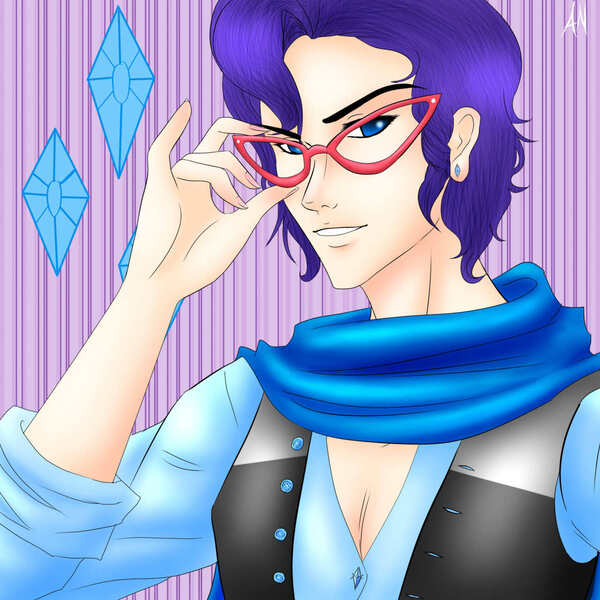 Size: 1280x1280 | Tagged: artist:animecreator, ask a bishonen pony, bishonen, derpibooru import, elusive, glasses, human, humanized, male, rarity, rarity's glasses, rule 63, safe, solo