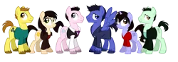 Size: 1431x504 | Tagged: safe, artist:lissystrata, derpibooru import, ponified, earth pony, pegasus, pony, unicorn, burn gorman, clothes, eve myles, female, gareth david-lloyd, gwen cooper, ianto jones, jack harkness, john barrowman, kai owen, male, mare, naoko mori, owen harper, rhys williams, simple background, stallion, torchwood, toshiko sato, unshorn fetlocks