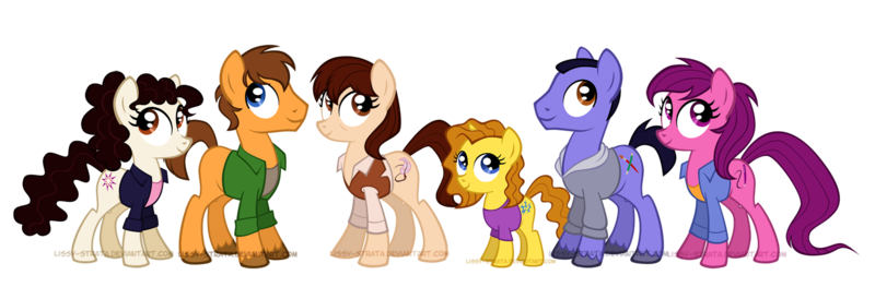 Size: 1470x504 | Tagged: safe, artist:lissystrata, derpibooru import, ponified, earth pony, pony, anjli mohindra, clothes, clyde langer, daniel anthony, elisabeth sladen, female, luke smith, male, mare, maria jackson, rani chandra, sarah jane adventures, sarah jane smith, simple background, sinead michael, sky smith, stallion, tommy knight, yasmin paige