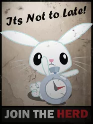 Size: 2568x3428 | Tagged: angel bunny, artist:btedge116, clock, derpibooru import, grammar error, high res, join the herd, male, misspelling, photoshop, poster, propaganda, safe, solo