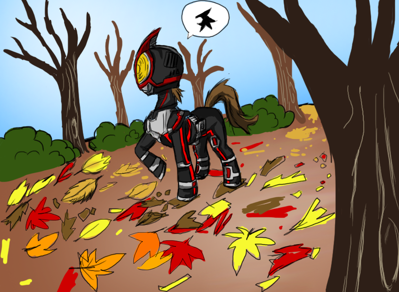 Size: 900x660 | Tagged: artist needed, safe, derpibooru import, ponified, pony, autumn, kamen rider, kamen rider faiz