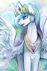 Size: 359x548 | Tagged: safe, artist:mr-tiaa, derpibooru import, princess celestia, alicorn, pony, crown, female, jewelry, mare, open mouth, paint tool sai, regalia, solo