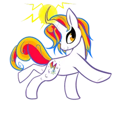 Size: 600x643 | Tagged: safe, artist:gluxplosion, derpibooru import, oc, unofficial characters only, hybrid, pony, active stretch, curved horn, female, horn, lidded eyes, magic, mare, raised hoof, raised leg, scales, simple background, smiling, solo, standing, transparent background