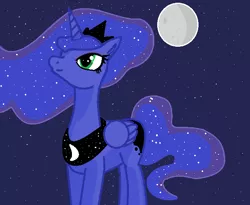 Size: 636x522 | Tagged: dead source, safe, artist:zaikersonic42, derpibooru import, princess luna, alicorn, pony, female, looking up, mare, moon, solo, stars