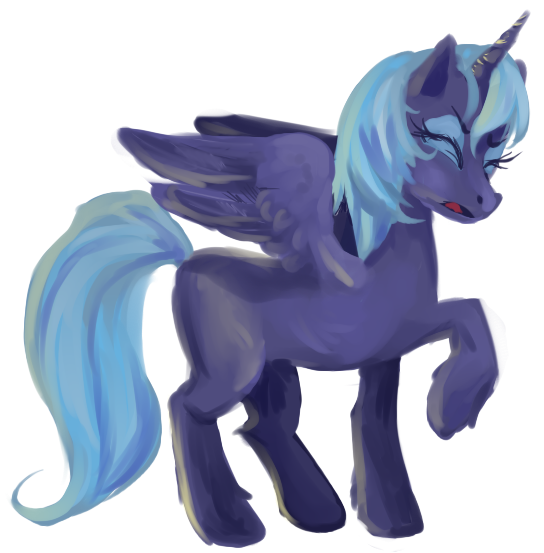 Size: 544x553 | Tagged: safe, artist:buttercupsaiyan, deleted from derpibooru, derpibooru import, princess luna, alicorn, pony, blank flank, eyes closed, female, mare, raised hoof, s1 luna, simple background, solo, transparent background