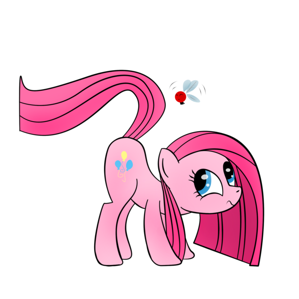 Size: 2000x2000 | Tagged: safe, artist:zomgitsalaura, derpibooru import, pinkie pie, earth pony, parasprite, pony, female, high res, mare, pinkamena diane pie, simple background, solo, tail whip, transparent background