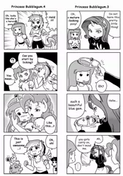Size: 700x1007 | Tagged: 4koma, adventure time, ambiguous facial structure, angel bunny, anthro, artist:shepherd0821, comic, crossover, crossover shipping, derpibooru import, dragon, female, lesbian, male, pinkie pie, princess bubblegum, rainbow dash, rarity, safe, shipping, spike, twilight sparkle