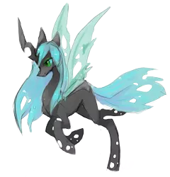 Size: 2825x2945 | Tagged: safe, artist:fireflylc, derpibooru import, queen chrysalis, changeling, changeling queen, female, flying, high res, image, lidded eyes, looking down, png, signature, simple background, slit eyes, solo, transparent background