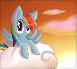 Size: 931x829 | Tagged: dead source, safe, artist:mynewpicture02, derpibooru import, rainbow dash, pegasus, pony, cloud, cloudy, female, hooves, looking at you, lying on a cloud, mare, on a cloud, paint.net, prone, solo, spread wings, wings