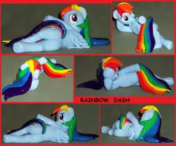 Size: 900x746 | Tagged: artist needed, suggestive, derpibooru import, rainbow dash, pegasus, pony, desk, female, looking back, mare, photo, sculpture, side, solo, solo female, strategically covered, tail censor, toy, traditional art