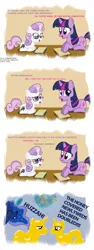 Size: 1500x4000 | Tagged: safe, artist:dtcx97, derpibooru import, princess cadance, princess luna, shining armor, sweetie belle, twilight sparkle, alicorn, pony, unicorn, book, eye contact, eyes closed, female, frown, glasses, grin, honey, magic, male, mare, open mouth, post-crusade, prone, raised eyebrow, reading, shiningcadance, shipping, smiling, stallion, straight, telekinesis, the fun has been doubled, unamused, wide eyes