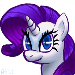 Size: 700x700 | Tagged: safe, artist:ponett, derpibooru import, rarity, pony, unicorn, female, looking at you, mare, portrait, simple background, solo, white background