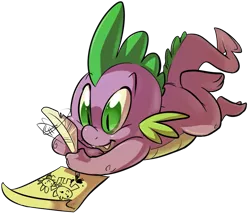 Size: 755x649 | Tagged: safe, artist:briskby, derpibooru import, spike, twilight sparkle, dragon, baby, baby dragon, cute, drawing, fangs, green eyes, ink, male, paper, quill, simple background, smiling, solo, spikabetes, transparent background, writing