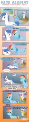 Size: 895x3639 | Tagged: safe, artist:sorcerushorserus, derpibooru import, brolly, gilda, rainbow dash, whitewash, gryphon, pegasus, pony, comic:dash academy, comic, derp, female, lockers, mare