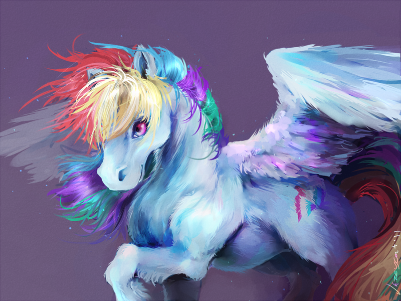 Size: 900x675 | Tagged: safe, artist:jazzycat, derpibooru import, rainbow dash, horse, pegasus, pony, cute, female, fluffy, mare, raised hoof, realistic, shaggy, simple background, smiling, solo, spread wings, winter coat