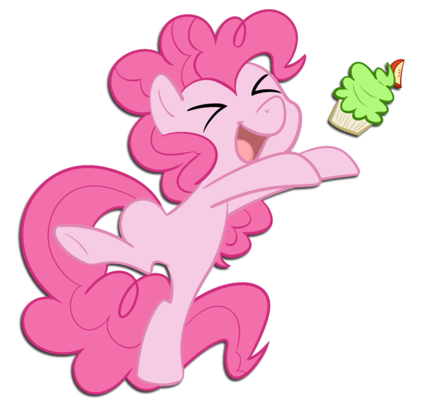 Size: 1015x985 | Tagged: safe, artist:ufocookiez, derpibooru import, pinkie pie, earth pony, pony, cupcake, eyes closed, female, mare, simple background, solo, transparent background